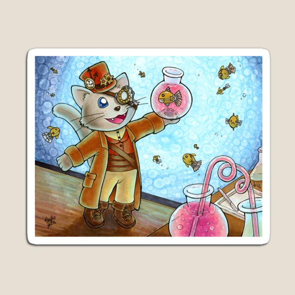 Steampunk Cat Magnet