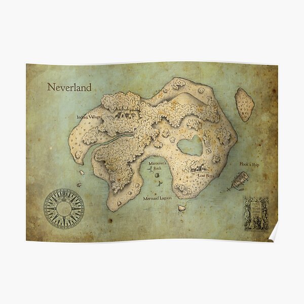 Peter Pan Carte de Neverland Poster