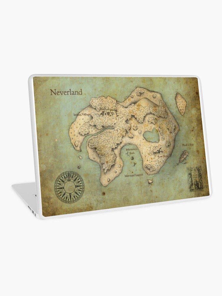 Peter Pan Neverland Map Laptop Skin By C3dots Redbubble