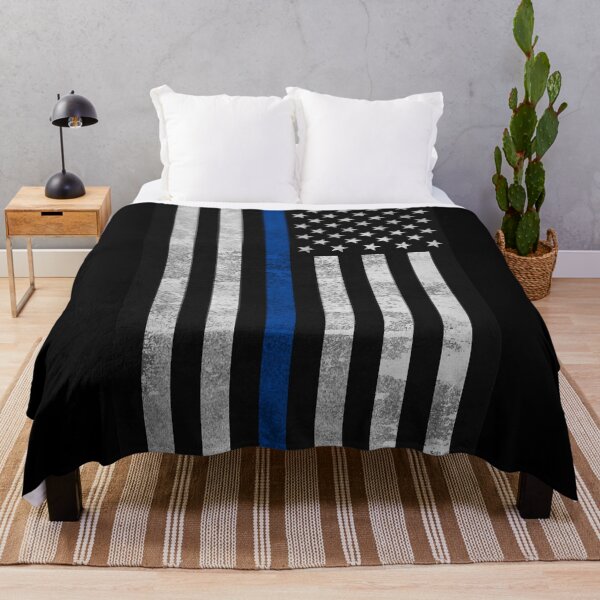 Item preview, Black American flag with blue stripe- tribute to a local police officer who was shot and killed designed and sold by Rajpramanik.