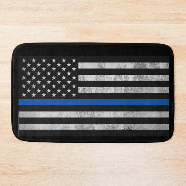Item preview, Black  American flag with blue stripe- tribute to a local police officer who was shot and killed designed and sold by Rajpramanik.