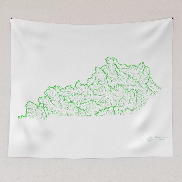 Item preview, Kentucky River Basin Map in Rainbow Colours with White Background designed and sold by GrasshopperGeo.