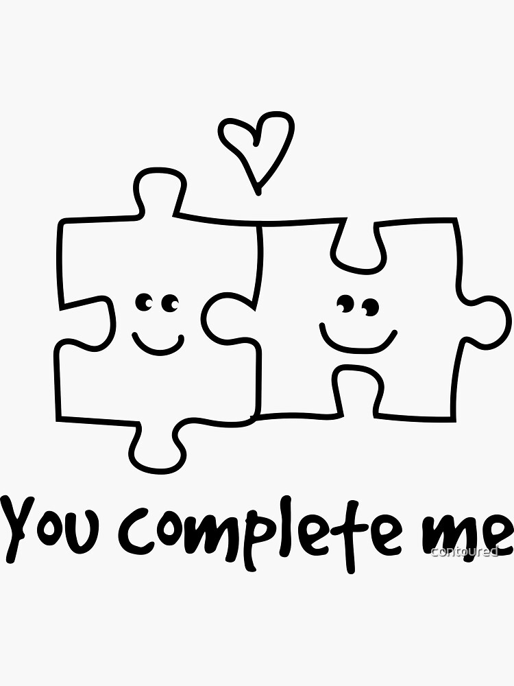 You complete me puzzle illustration by contoured