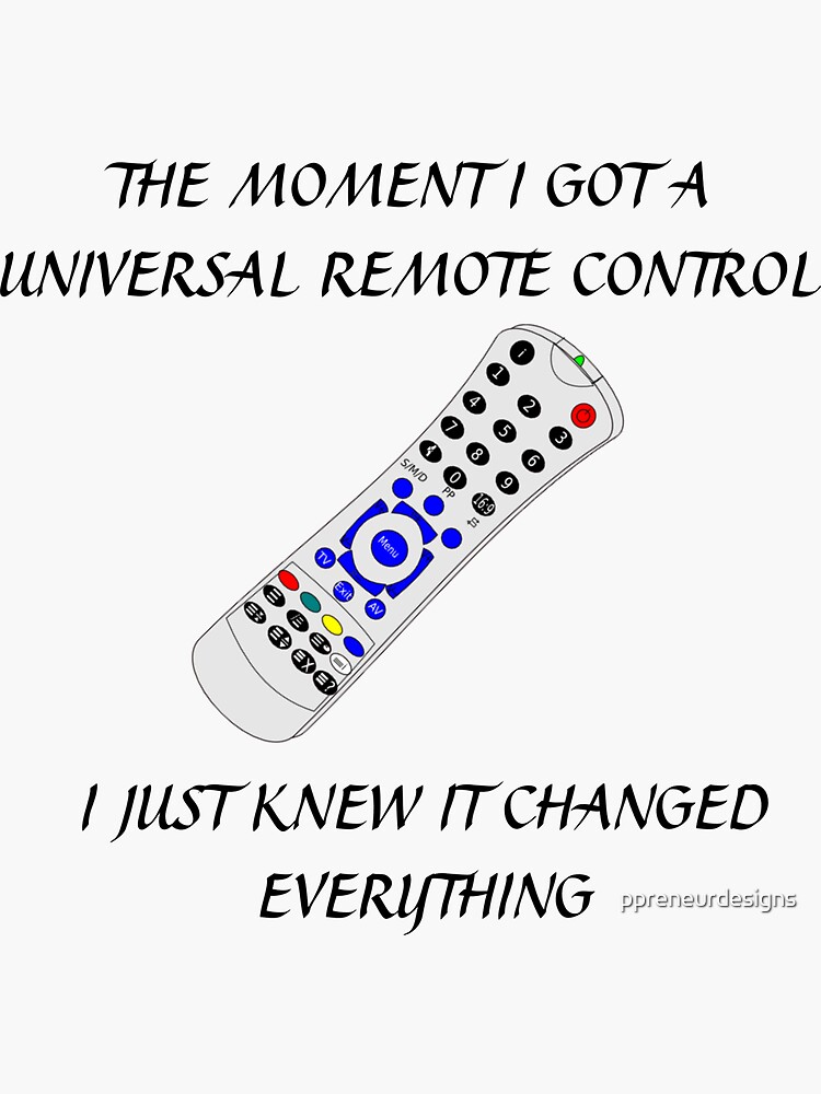 "universal remote control funny tv joke" Sticker for Sale by