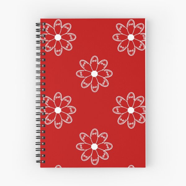 Aperçu de l'œuvre Motif de fleurs à broder (blanc sur rouge) créée et vendue par Encie-Designs.
