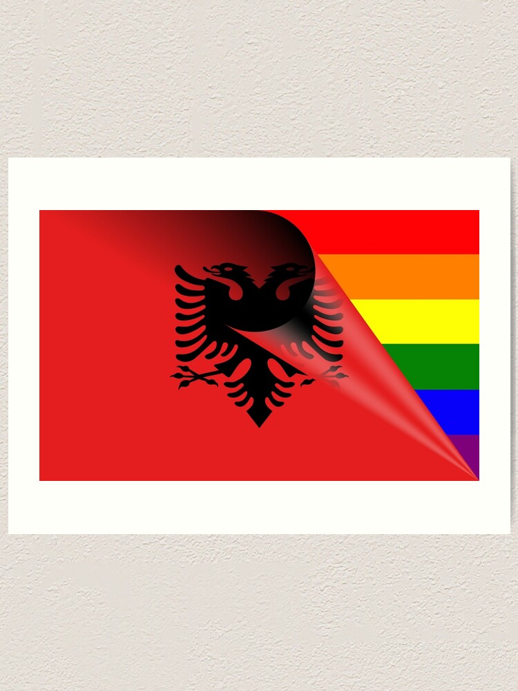 Albanien Flagge Gay Pride Regenbogen Flagge Kunstdruck Von Bigbadbear Redbubble