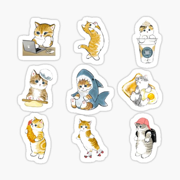 Mofu Sand Cute Cat Drawing Pattern and Pack Sticker
