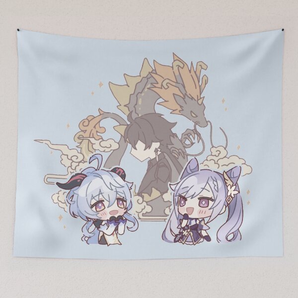 Item preview, Genshin Impact Chibi Zhongli  Ganyu and Keqing  designed and sold by NewEraMutant.