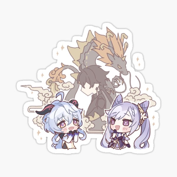 Item preview, Genshin Impact Chibi Zhongli  Ganyu and Keqing  designed and sold by NewEraMutant.
