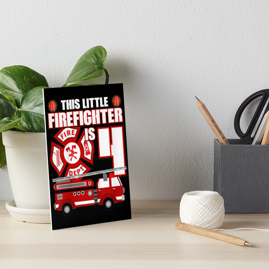 Kids 4 Year Old Firefighter Birthday Party Fire Truck 4th Gif| Perfect Gift  For you and friends