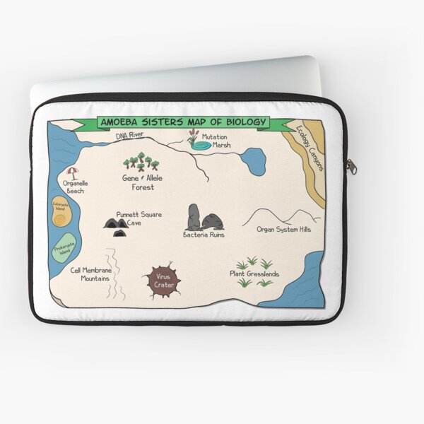 Amoeba Sisters Biology Map Laptop Sleeve