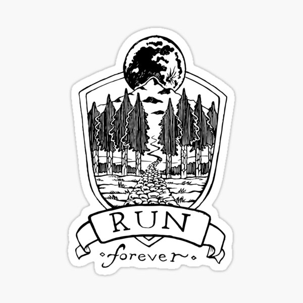Run Forever - Moon Emblem Sticker
