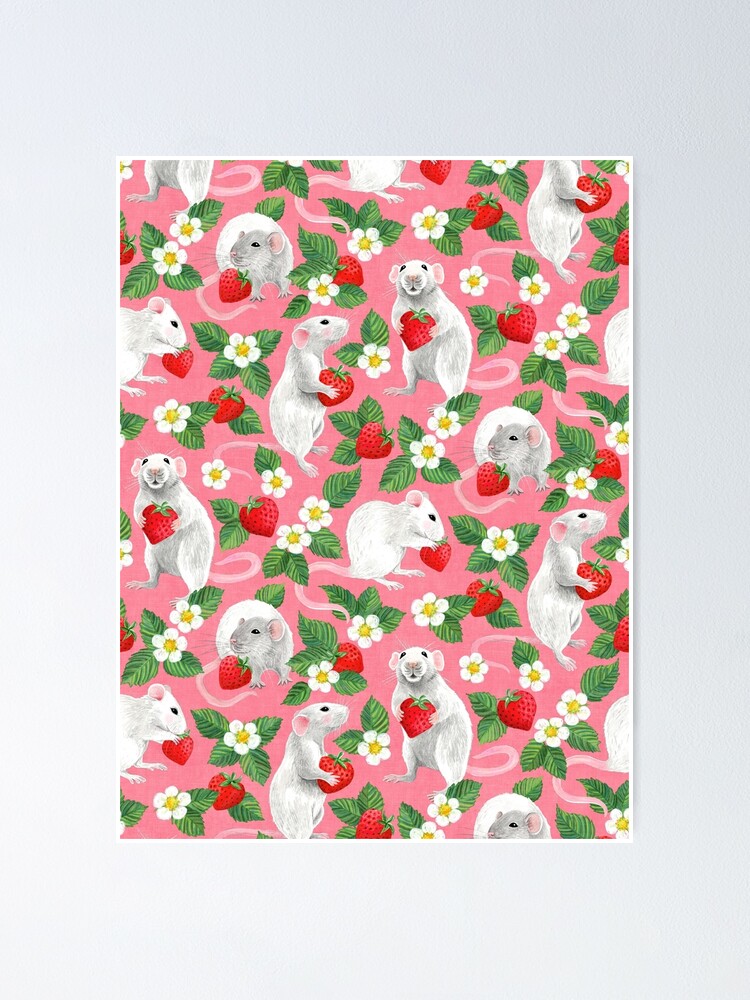 Rats Love Strawberries on vintage dark brown Wrapping Paper by micklyn