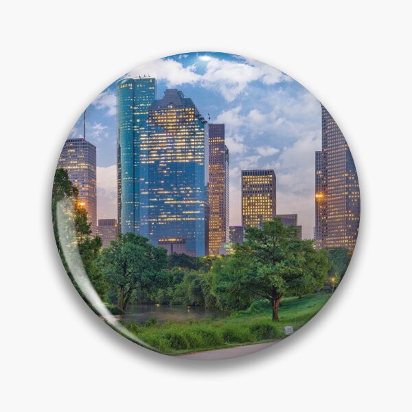 Aperçu de l'œuvre Houston Skyline Centre-ville Coucher Soleil Texas créée et vendue par Piper-Deals.