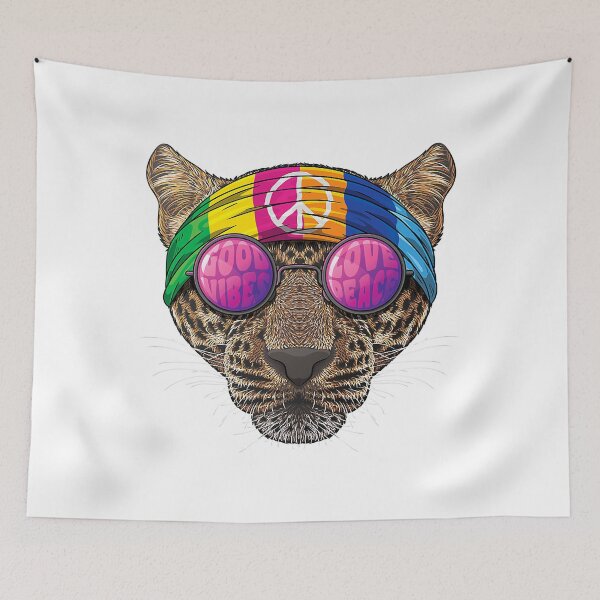 Item preview, Hippie Leopard Love Peace Sign 70s Hippie Animal designed and sold by RaymondPurves.
