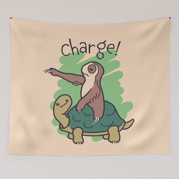 Item preview, Charge Cute Funny Sloth and Turtle Cartoon designed and sold by BobJolley.