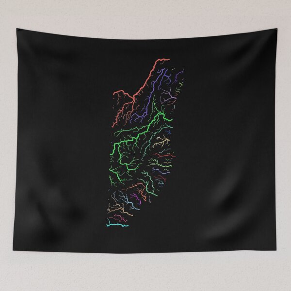 Item preview, Belize River Basin Map in Rainbow Colours with Black Background designed and sold by GrasshopperGeo.