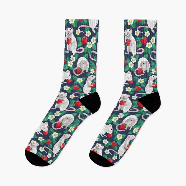 Item preview, Rats Love Strawberries on navy blue designed and sold by micklyn.