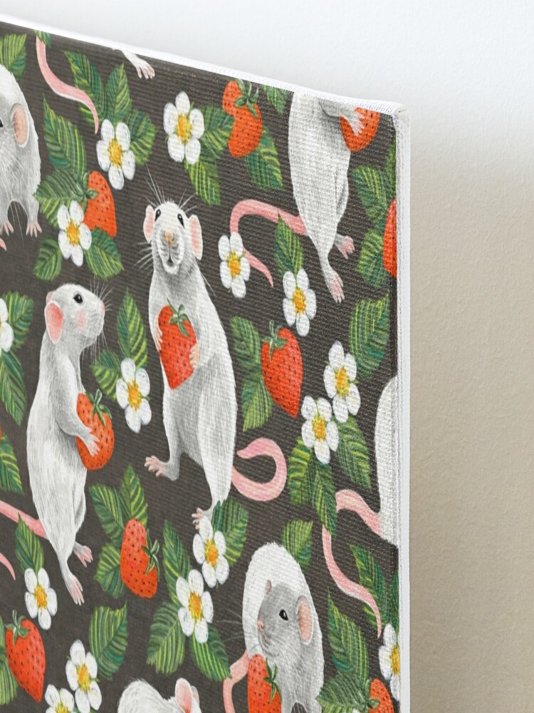 Rats Love Strawberries on vintage dark brown Wrapping Paper by