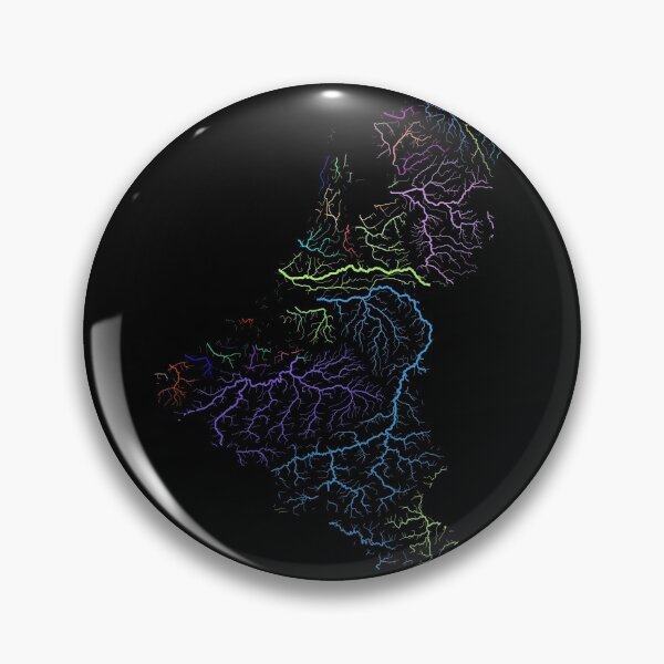 Item preview, Benelux River Basin Map in Rainbow Colours with Black Background designed and sold by GrasshopperGeo.