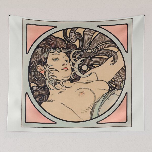 Item preview, Art Nouveau illustration by Alphonse Mucha designed and sold by Vintage Designs +.