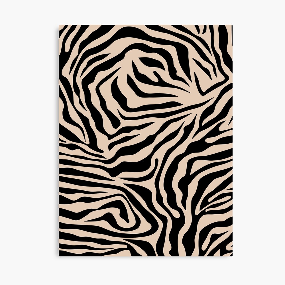 Zebra Wild Animal Print MCM Mid Mod Black and Linen White Art