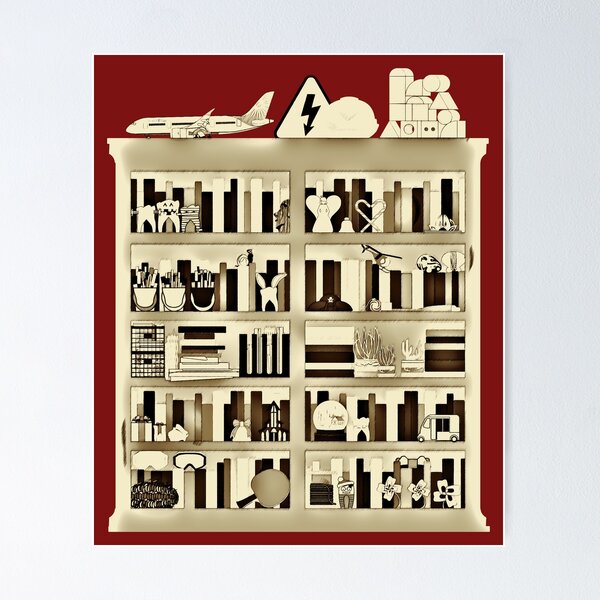 Item preview, Bookshelves books toys ornaments keepsakes kids (sketch) designed and sold by SolidEarthArt.