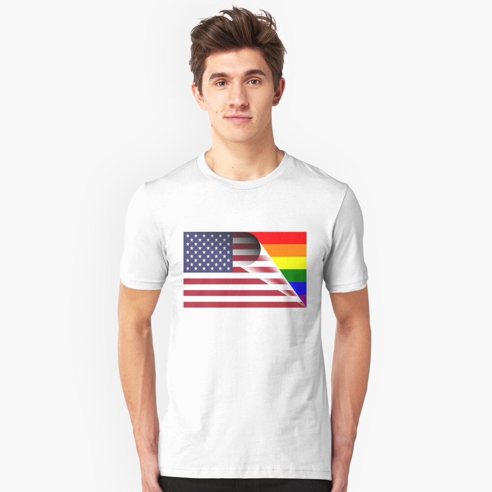 American Flag Lgbtq Pride Rainbow Flag T Shirt By Bigbadbear Redbubble