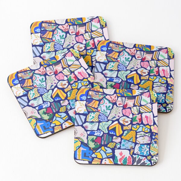 Item preview, Antoni Gaudi Multi Pattern print design - Dark Blue Background - Seamless pattern, Colourful, playful,  designed and sold by SemDesigns1.