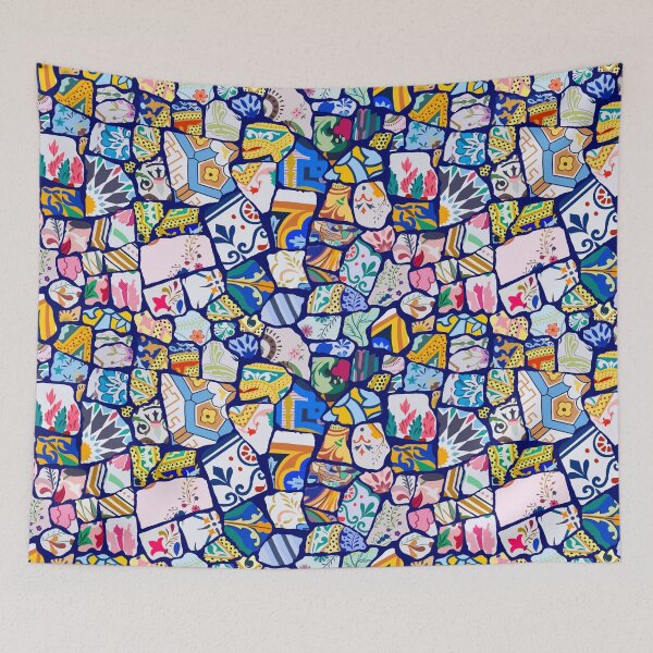 Item preview, Antoni Gaudi Multi Pattern print design - Dark Blue Background - Seamless pattern, Colourful, playful,  designed and sold by SemDesigns1.