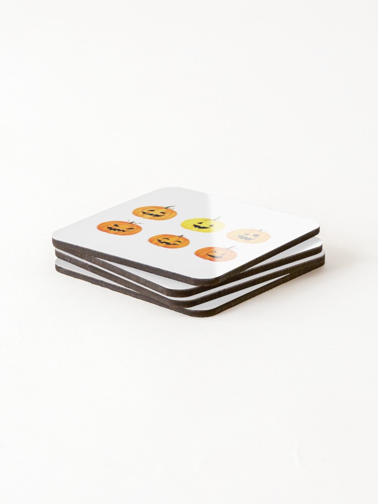Thumbnail 4 of 5, Coasters (Set of 4), pumpkin face designed and sold by Riklamcreative.