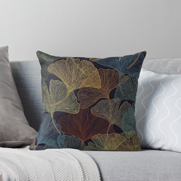 Item preview, Feuilles de Ginkgo colorées dessinant sur fond noir designed and sold by likapix.