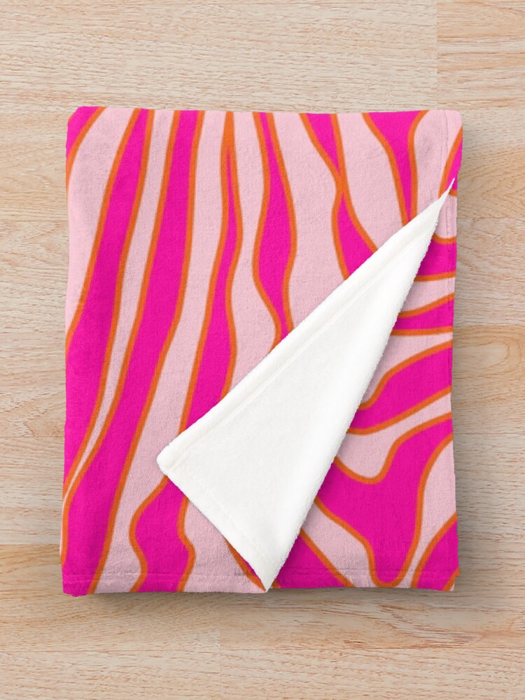 Alternate view of Zebra Print Pink And Orange Zebra Stripes Wild Animal Print Preppy Decor Modern Zebra Pattern Throw Blanket