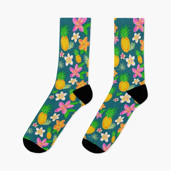 Artikelvorschau, Tropischer Ananasdruck mit Plumeriablüten. entworfen und verkauft von Papergrape.