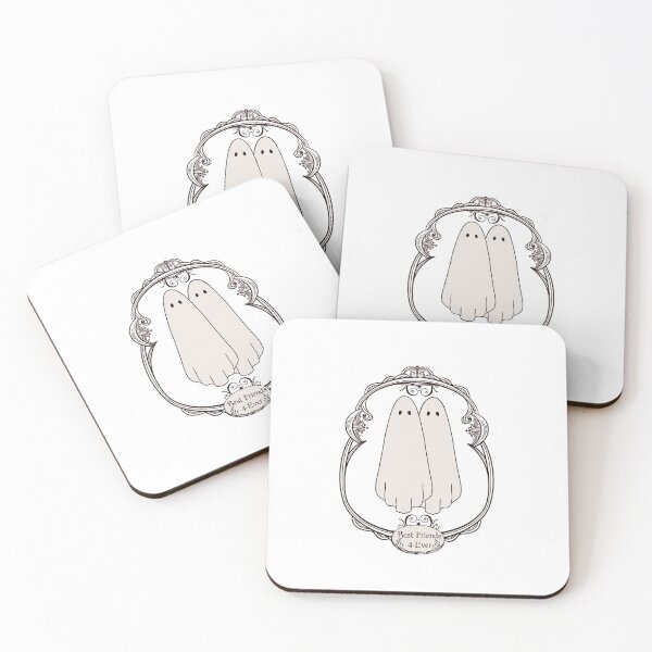 Item preview, cute ghosts best friend forever in art nouveau frame| Best Friends Gift| CuteHalloween Wall Art| Goth Bridesmaid Gift designed and sold by Monica Laipple.