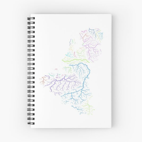 Item preview, Benelux River Basin Map in Rainbow Colours with White Background designed and sold by GrasshopperGeo.