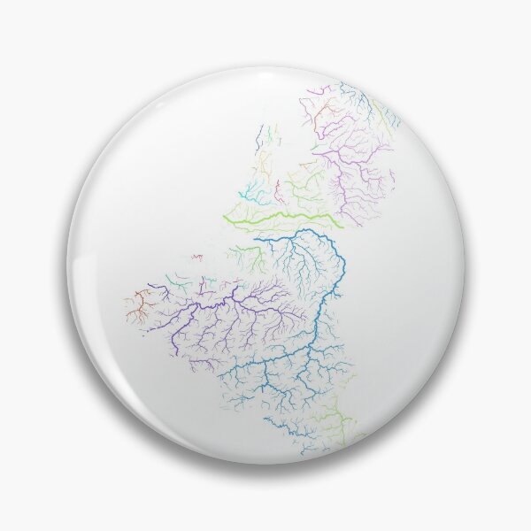 Item preview, Benelux River Basin Map in Rainbow Colours with White Background designed and sold by GrasshopperGeo.