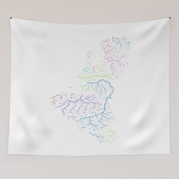 Item preview, Benelux River Basin Map in Rainbow Colours with White Background designed and sold by GrasshopperGeo.