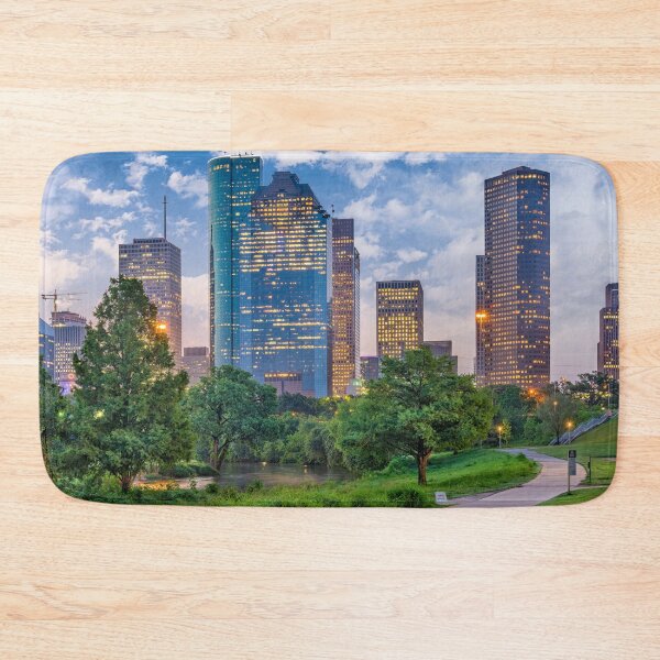 Aperçu de l'œuvre Houston Skyline Centre-ville Coucher Soleil Texas créée et vendue par Piper-Deals.