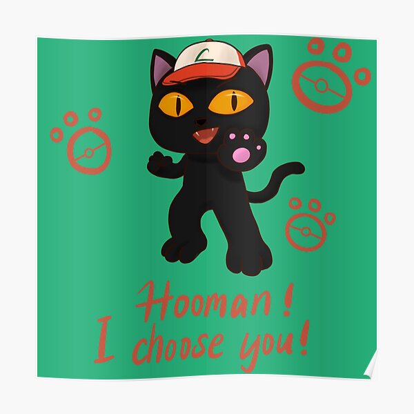 Hooman I Choose You Black Cat Poster By Gingerbreadc Redbubble 5644