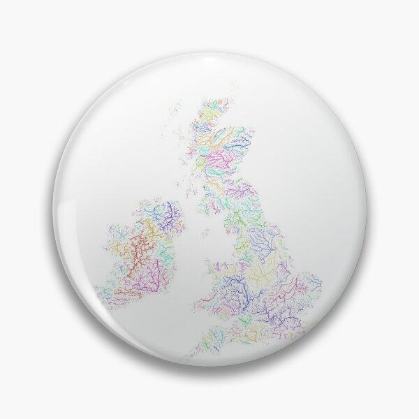 Item preview, British Isles River Basin Map in Rainbow Colours with White Background designed and sold by GrasshopperGeo.