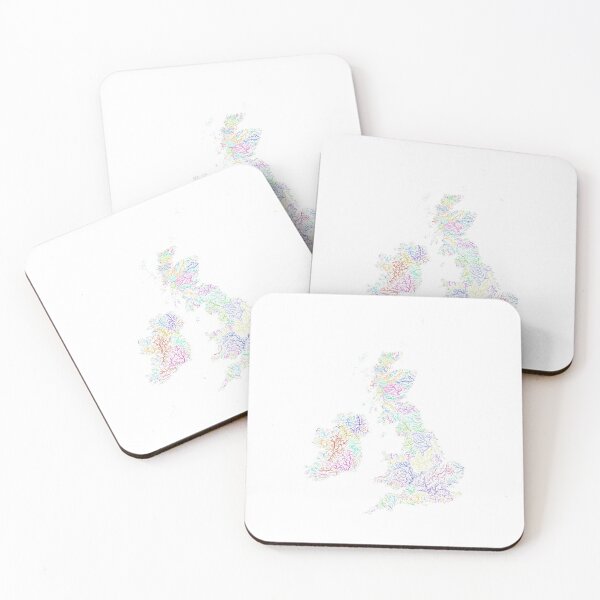Item preview, British Isles River Basin Map in Rainbow Colours with White Background designed and sold by GrasshopperGeo.