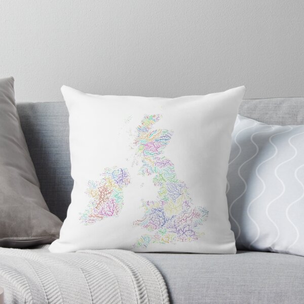 Item preview, British Isles River Basin Map in Rainbow Colours with White Background designed and sold by GrasshopperGeo.