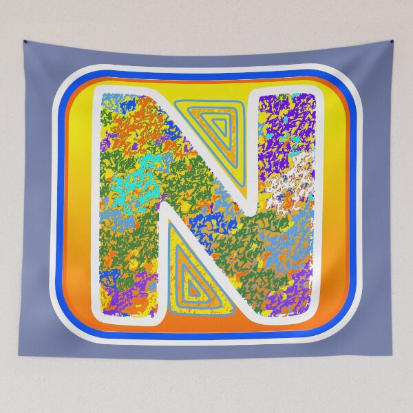 Item preview, Letter N (multi-colored on orange and yellow) designed and sold by artfulnotebook.
