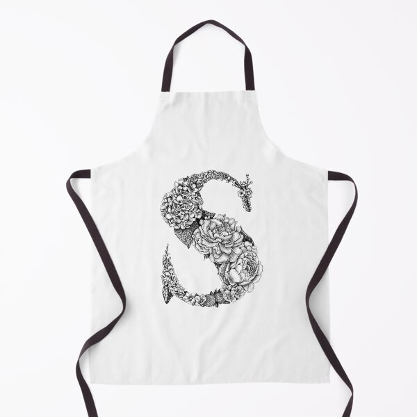 Item preview, Botanical Letter S Floral Black and White designed and sold by byLilyMarie.