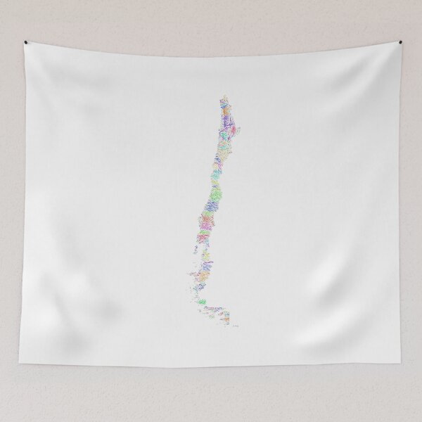 Item preview, Chile River Basin Map in Rainbow Colours with White Background designed and sold by GrasshopperGeo.