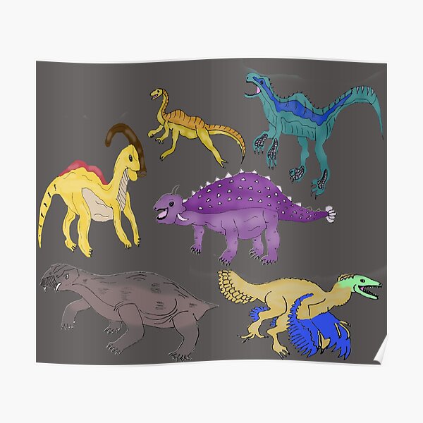 Cute and colourful 6 dinosaurs jurassic collection 3 of 3