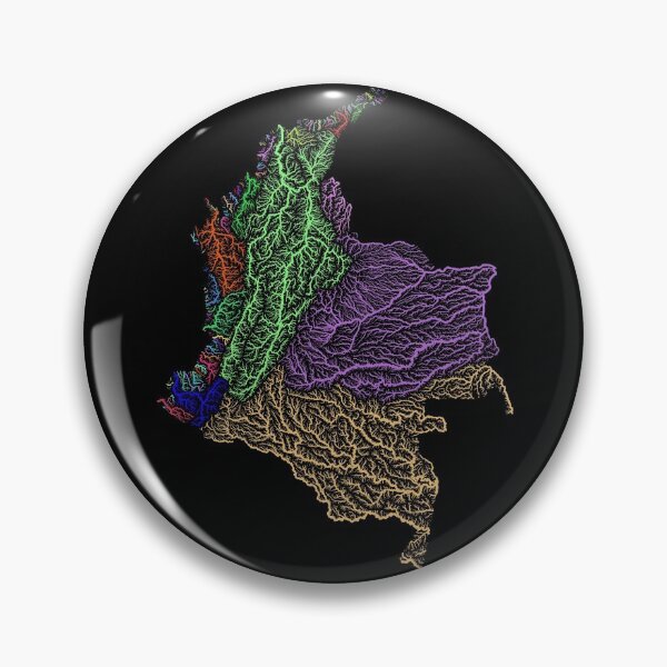 Item preview, Colombia River Basin Map in Rainbow Colours with Black Background designed and sold by GrasshopperGeo.