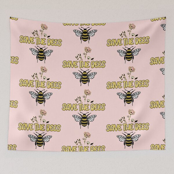 Artikelvorschau, Speichern Sie die Bienen Goldschwarze und rosafarbene Blumen entworfen und verkauft von SmileThreads.