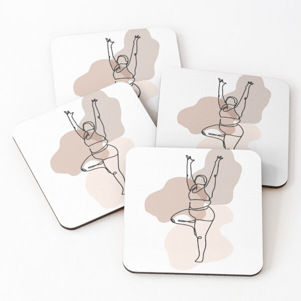 Item preview, Curvy woman yoga line art (Tree pose) designed and sold by HalfmoonCreativ.